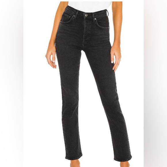 AGOLDE High Rise Straight Crop in Panoramic (Black)